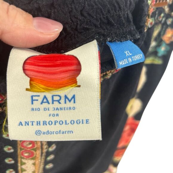 Farm Rio Anthropologie Maxi Skirt Y2K Boho Art Floral Ruffled Asymmetrical Sz XL - Picture 10 of 13